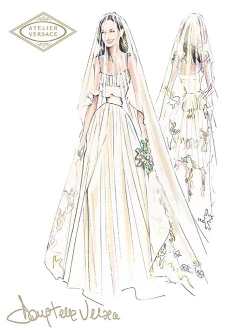 angelina jolie versace wedding dress|Angelina Jolie wedding dress sketch.